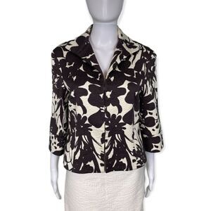 Lafayette 148 Brown & White Floral Jacket, size 8 - EUC